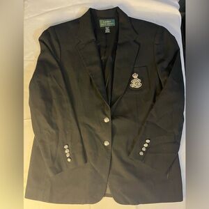 Ralph Lauren 100% Wool Black Blazer with Silver Buttons
